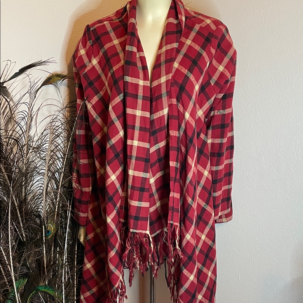 JODIFL Red and Black Plaid Shawl